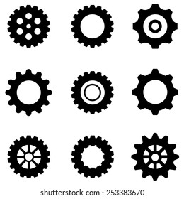Gear wheels icons set
