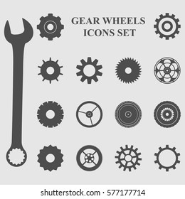 Gear wheels icons set
