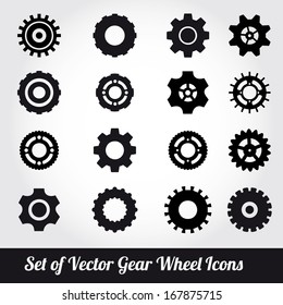 Gear wheels icons vector set 