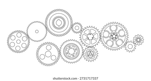 Rodas de engrenagem para conceito industrial. Ilustração vetorial. Banner tecnológico