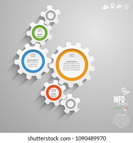 gear wheels info graphic for cooperation or teamwork symbolism with different options