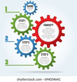 gear wheels info graphic for cooperation or teamwork symbolism with different options