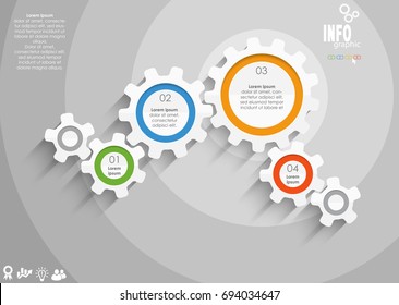 gear wheels info graphic for cooperation or teamwork symbolism with different options