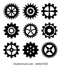 Gear wheels isolated on white background. Vector collection