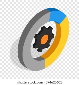 Gear wheels isometric icon 3d on a transparent background vector illustration