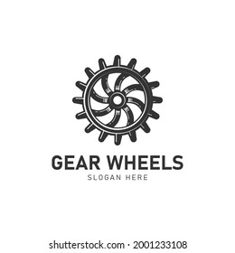 Gear wheels logo design template isolated on white background