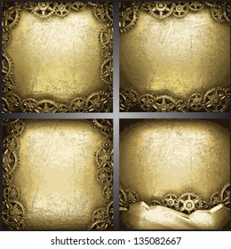 gear wheels on gold background set
