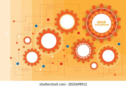 gear wheels orange infographic for cooperation or teamwork symbols with different options engineer EP.3.Hi-tech communication concept innovation background vector 