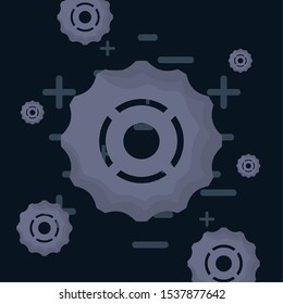 gear wheels pattern over black background, vector illustration
