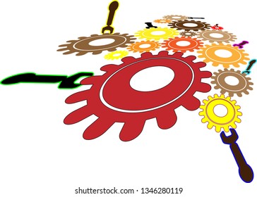 Gear wheels separated colorful on white background,vector illustration.