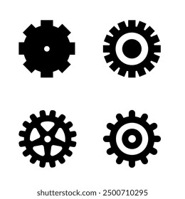Gear wheels set in black on a transparent background