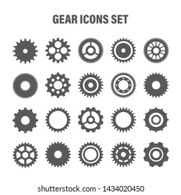 Gear wheels set. Retro vintage cogwheels collection. Industrial icons. Vector illustration