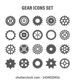 Gear wheels set. Retro vintage cogwheels collection. Industrial icons. Vector illustration