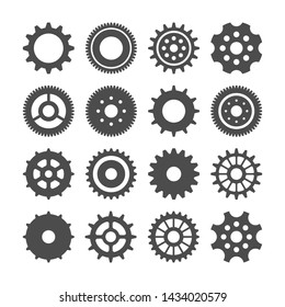 Gear wheels set. Retro vintage cogwheels collection. Industrial icons. Vector illustration