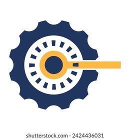 Gear wheels and transmission system. Energy of rotation, abstract techno element for modern and retro technological design. Simple color vector pictogram isolated on white background