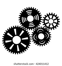 Gear wheels. Vector. Black color.
