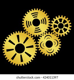 Gear wheels. Vector. Color gold.