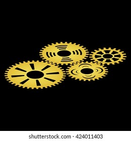 Gear wheels. Vector. Color gold.