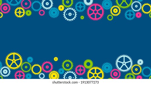 Banner de la ilustración del vector de las ruedas de engranajes (espacio de texto)