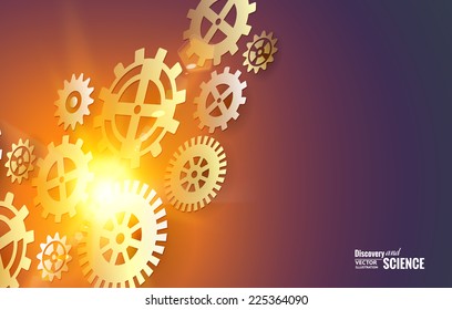 Gear whells shining over dark background.