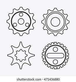 gear white cog circle machine part metal icon set. Isolated and silhouette design. Vector illustration
