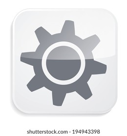 Gear. White glass icon