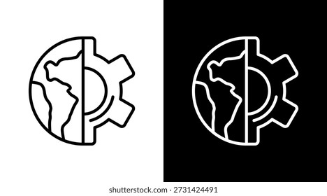 Gear White Icon Set Vector