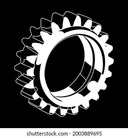 gear white on black background