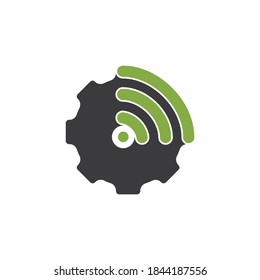 Gear Wifi vector logo design template. Industrial Connected IOT Wireless Symbol.