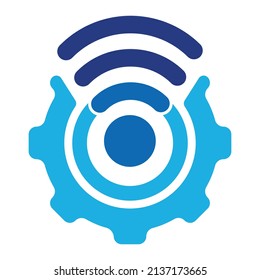 Gear wifi vector logo template. Mechanic and signal symbol.