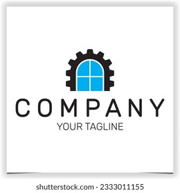 gear and windows logo premium elegant template vector eps 10