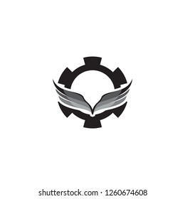 Gear with Wing logo design