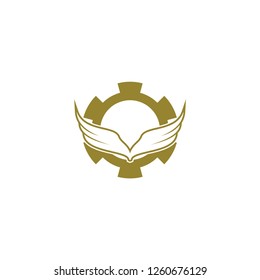 Gear with Wing logo design