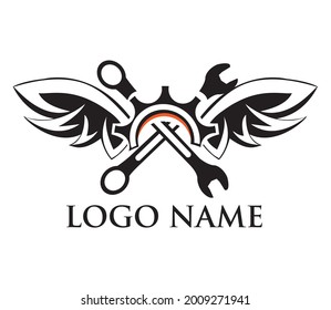 gear and wing logo, engine logo, simple trendy suitable for companies and websites