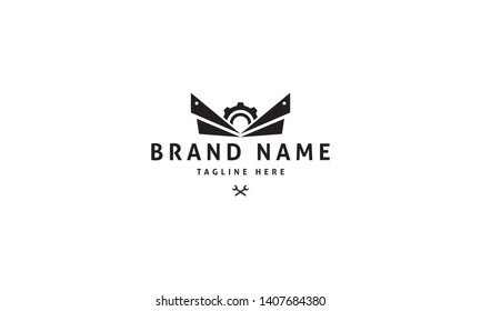 Gear Wings abstract black vector logo design