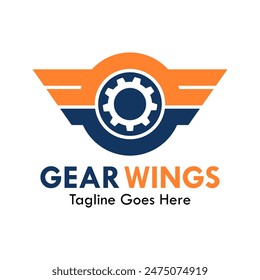 Gear wings design logo template illustration