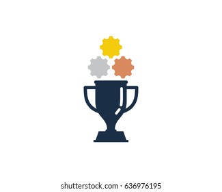 Gear Winner Trophy Icon Logo Design Element