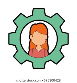 gear with woman face icon