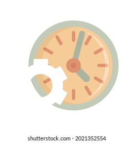 Gear work time icon. Flat illustration of gear work time vector icon isolated on white background