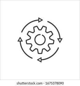 Gear Workflow Process Vector Line Icon