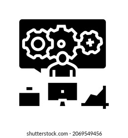 gear working process glyph icon vector. gear working process sign. isolated contour symbol black illustration