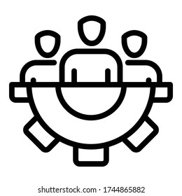 Gear working teamwork icon. Outline gear working teamwork vector icon for web design isolated on white background