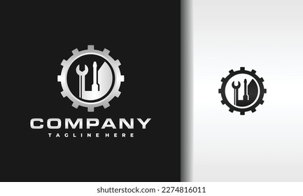 gear workshop wrench logo design