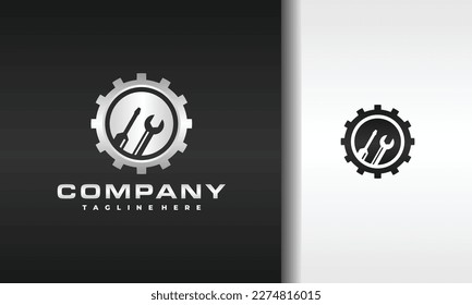 gear workshop wrench logo design