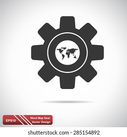Gear world  icon  Vector illustration