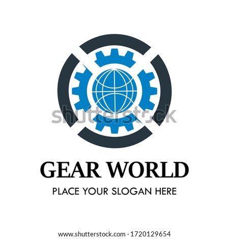 Gear world logo design template illsutration. There are gear and world.  This is dood for business, inddustrial, factory, media, country, engineer, education medical etc