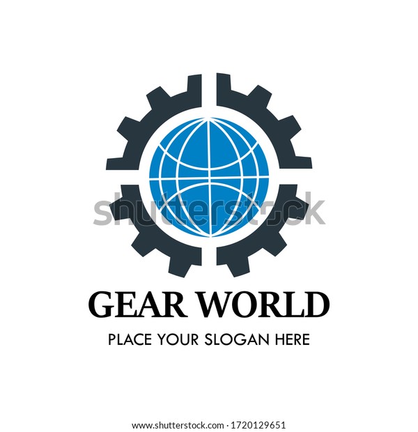 Gear World Logo Design Template Illsutration Stock Vector (Royalty Free