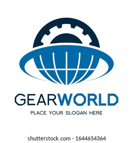 Gear World Vector logo template. This design use technology and earth symbol.