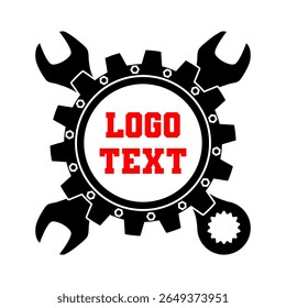 Modelo de logotipo personalizável da chave de engrenagem