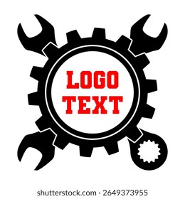 Modelo de logotipo personalizável da chave de engrenagem